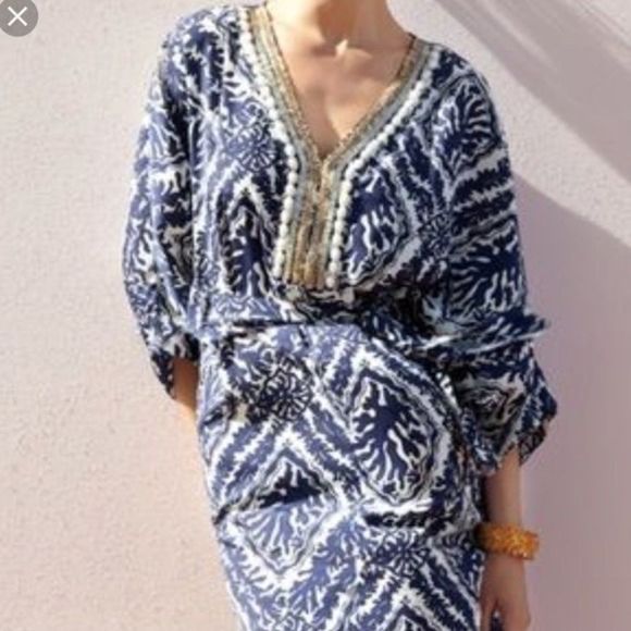 Lilly Pulitzer Dresses & Skirts - Lilly Pulitzer Blue Beaded Wilda Navy Reef Madness Print Dress Cover Up Swim